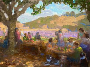 Adams, Peter Plein Air Painting And Picnic. Capsules Lavender Fields Oil On Panel 12x16 $5,000