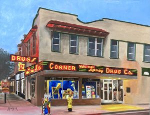 Burgan, Jennifer Woodland Corner Drug Co. Oil On Panel 11x14 $1,000