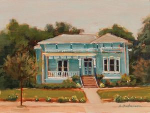 Peterson, Alice M. Turquoise House, Woodland, California Oil On Linen 9x12 $500