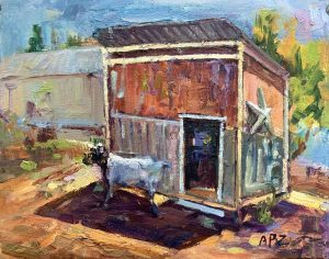 Zheng, Annie Goat With Star Goat House Oil On Panel 9x12 $299